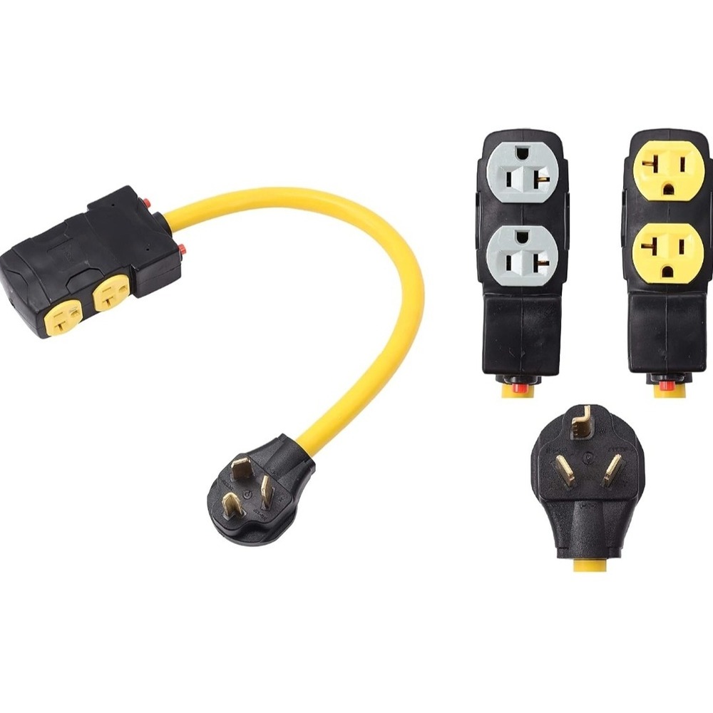ONETAK NEMA 10-30P to 4 Port 5-15R 5-20R Adapter 1.5ft 10AWG Current Protector